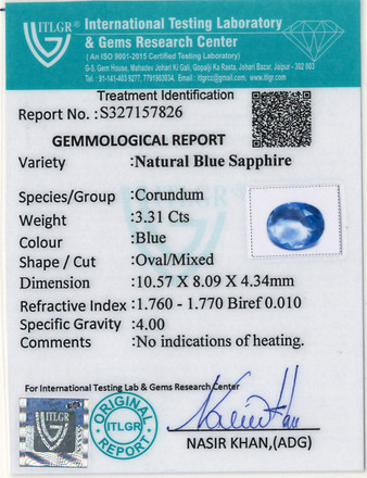 Blue Sapphire - 3.31 Carat