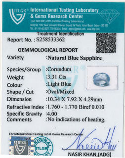 Blue Sapphire - 3.31 Carat