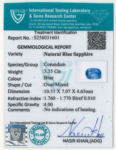 Blue Sapphire - 3.35 Carat