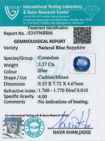 Blue Sapphire - 3.37 Carat