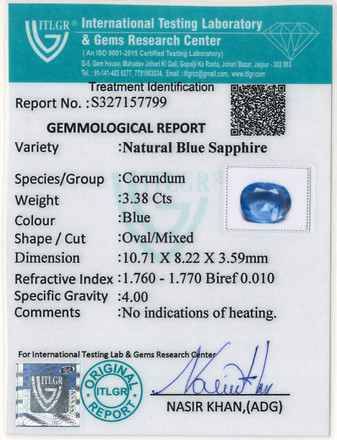Blue Sapphire - 3.38 Carat