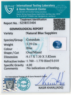 Blue Sapphire - 3.39 Carat