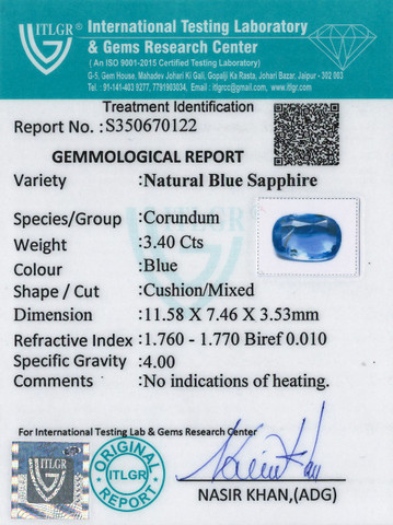 Blue Sapphire - 3.4 Carat