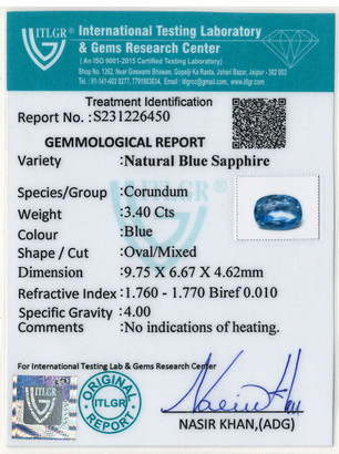 Blue Sapphire - 3.4 Carat