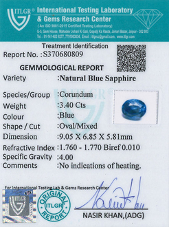 Blue Sapphire - 3.4 Carat