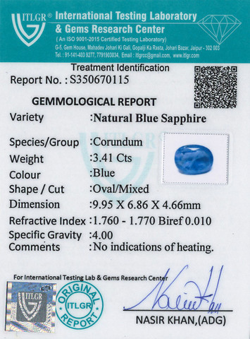 Blue Sapphire - 3.41 Carat