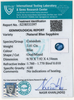 Blue Sapphire - 3.41 Carat