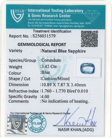 Blue Sapphire - 3.42 Carat