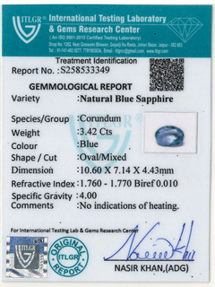 Blue Sapphire - 3.42 Carat