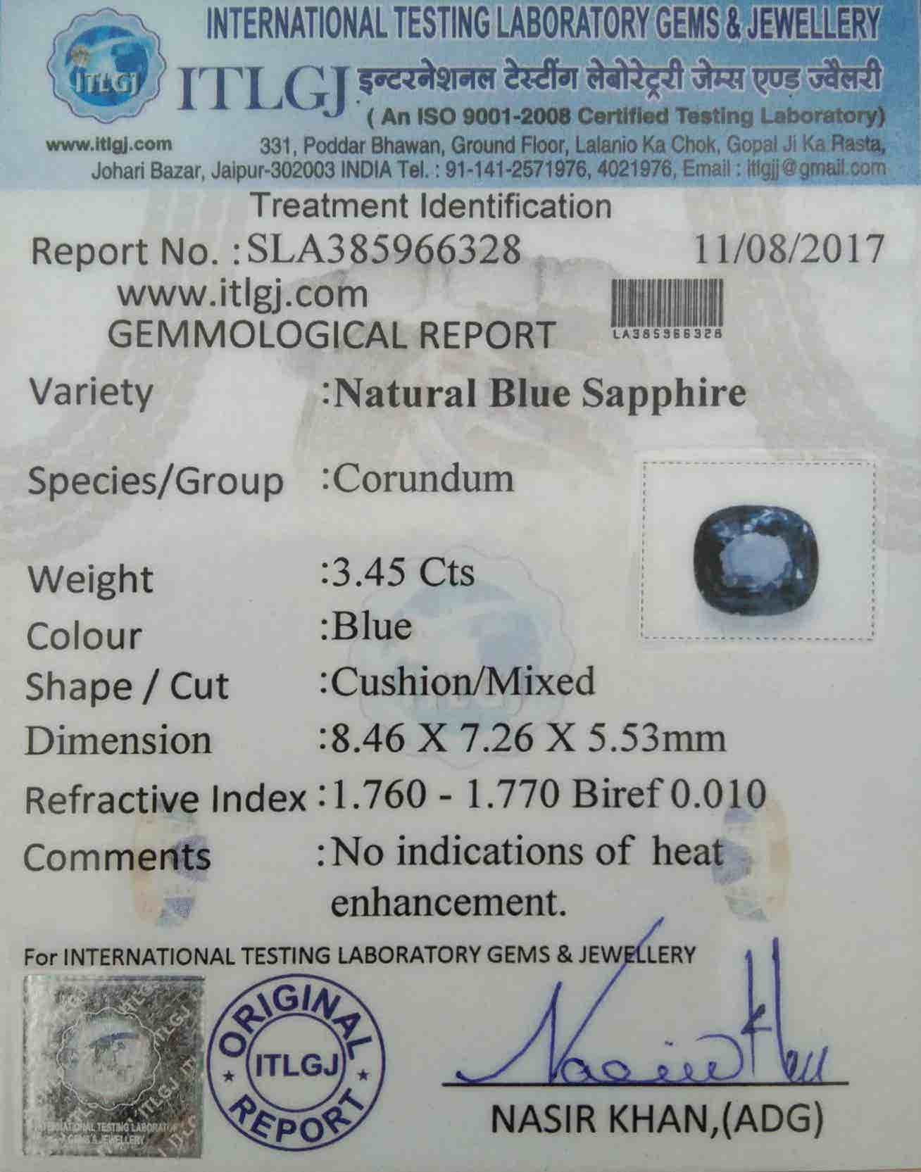 Blue Sapphire - 3.45 Carat
