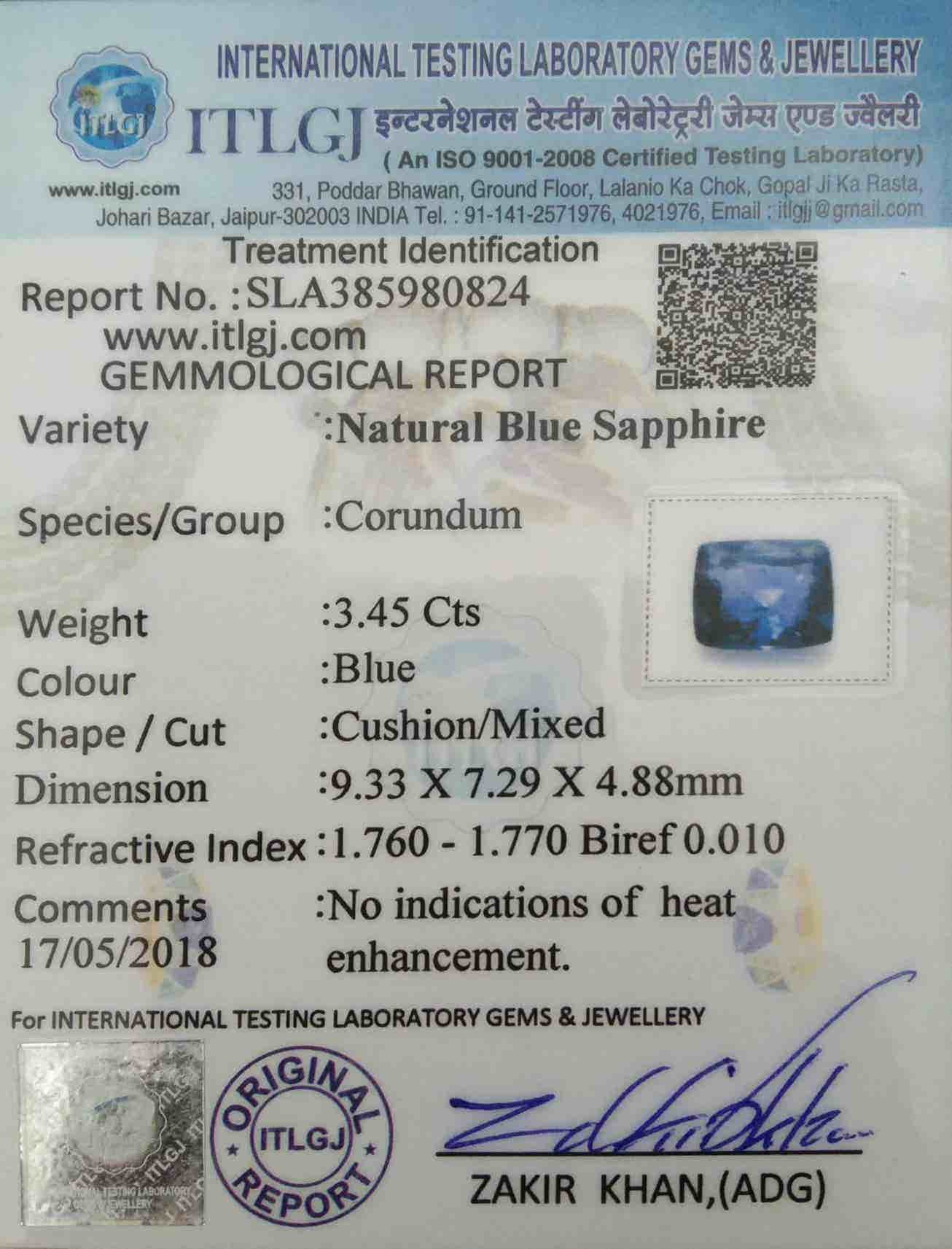 Blue Sapphire - 3.45 Carat