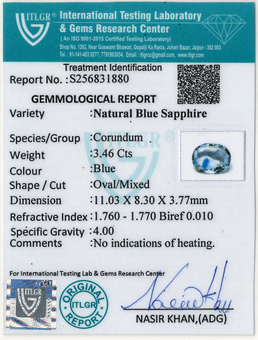 Blue Sapphire - 3.46 Carat