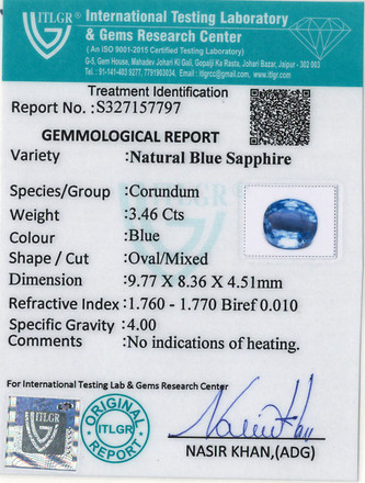 Blue Sapphire - 3.46 Carat