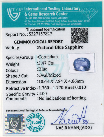 Blue Sapphire - 3.47 Carat