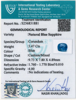 Blue Sapphire - 3.47 Carat