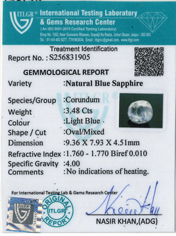 Blue Sapphire - 3.48 Carat