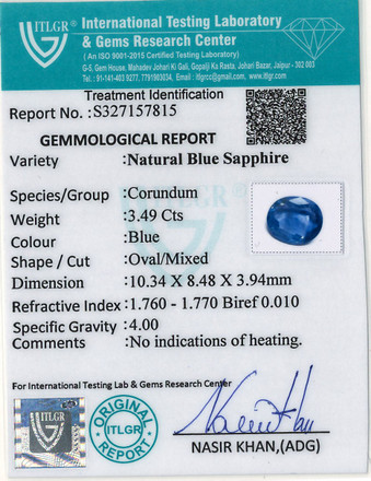 Blue Sapphire - 3.49 Carat