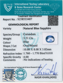 Blue Sapphire - 3.51 Carat