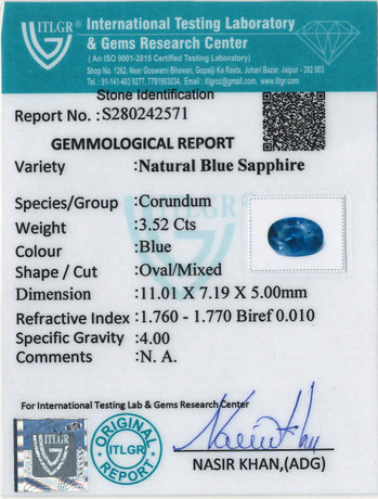 Blue Sapphire - 3.52 Carat
