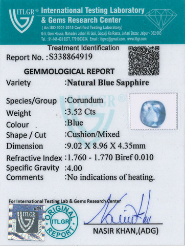 Blue Sapphire - 3.52 Carat