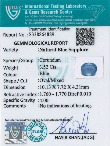 Blue Sapphire - 3.52 Carat