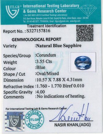 Blue Sapphire - 3.55 Carat