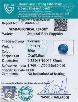 Blue Sapphire - 3.55 Carat