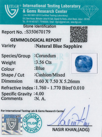 Blue Sapphire - 3.56 Carat