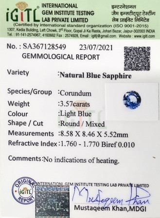 Blue Sapphire - 3.57 Carat