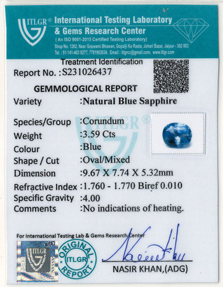Blue Sapphire - 3.59 Carat