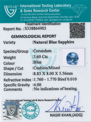 Blue Sapphire - 3.6 Carat