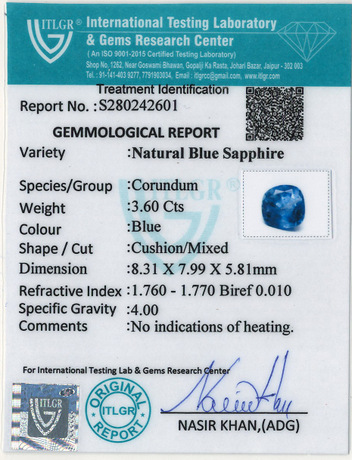 Blue Sapphire - 3.6 Carat
