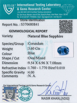 Blue Sapphire - 3.6 Carat