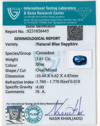 Blue Sapphire - 3.61 Carat