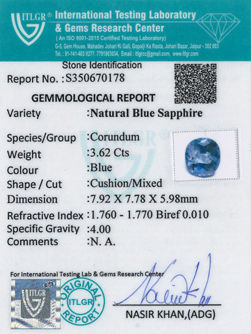 Blue Sapphire - 3.62 Carat