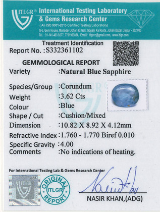 Blue Sapphire - 3.62 Carat