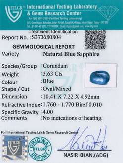Blue Sapphire - 3.63 Carat