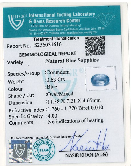 Blue Sapphire - 3.63 Carat