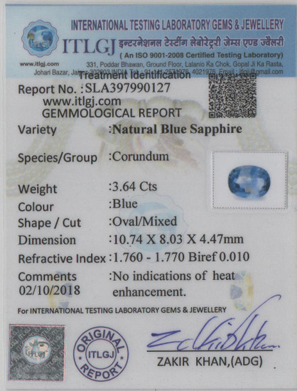Blue Sapphire - 3.64 Carat