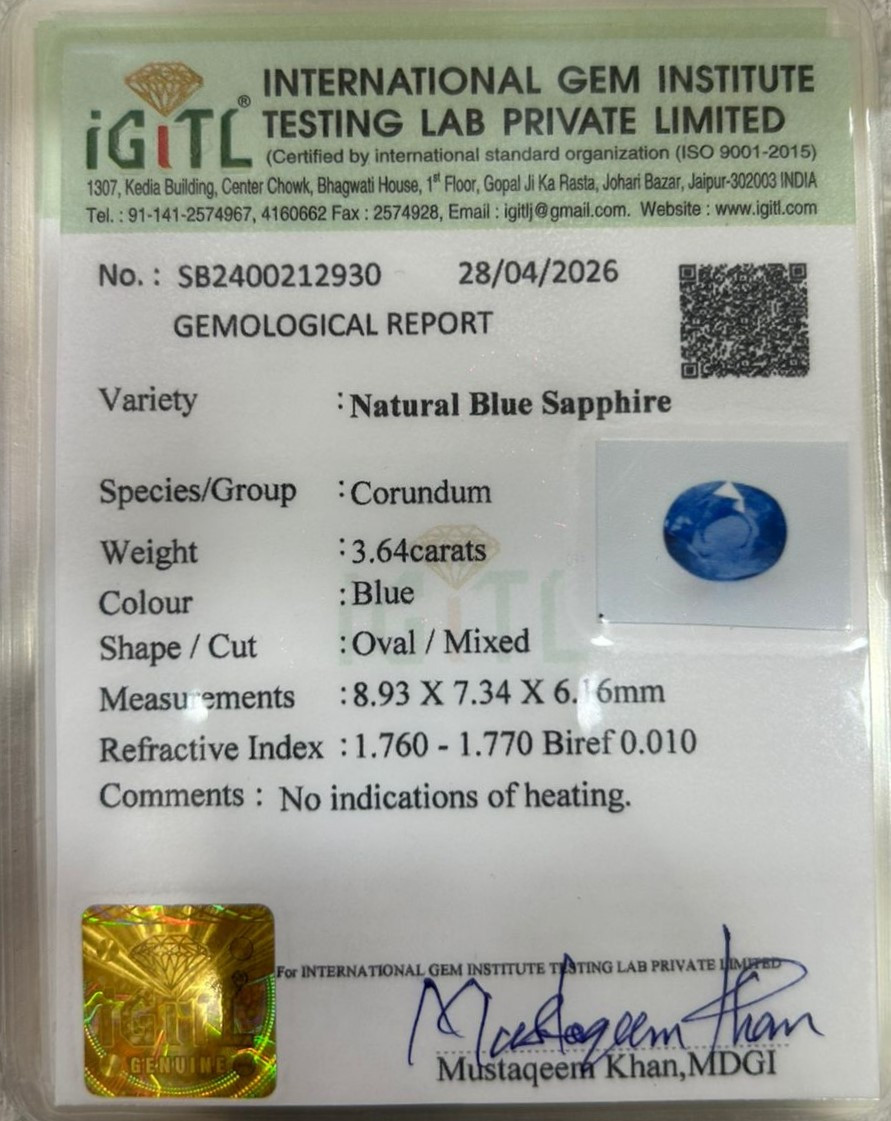 Blue Sapphire - 3.64 Carat