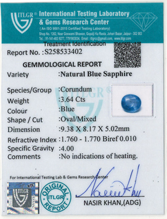 Blue Sapphire - 3.64 Carat