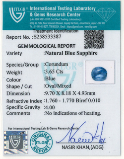 Blue Sapphire - 3.65 Carat