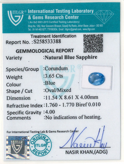 Blue Sapphire - 3.65 Carat
