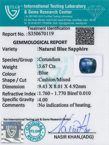 Blue Sapphire - 3.67 Carat