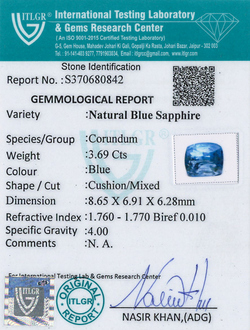Blue Sapphire - 3.69 Carat