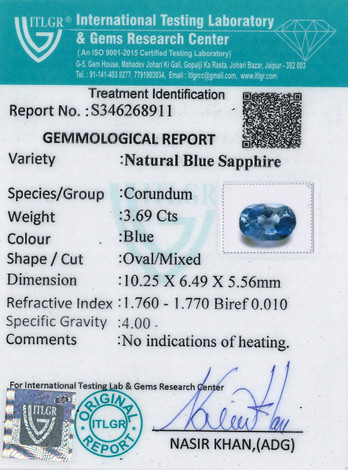 Blue Sapphire - 3.69 Carat
