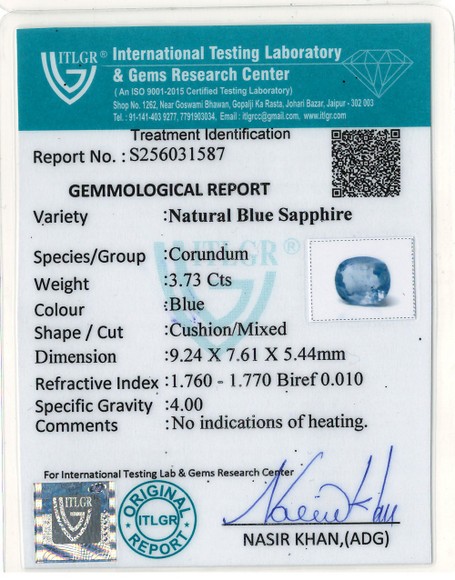 Blue Sapphire - 3.73 Carat