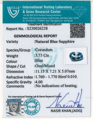 Blue Sapphire - 3.73 Carat