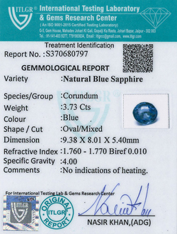 Blue Sapphire - 3.73 Carat