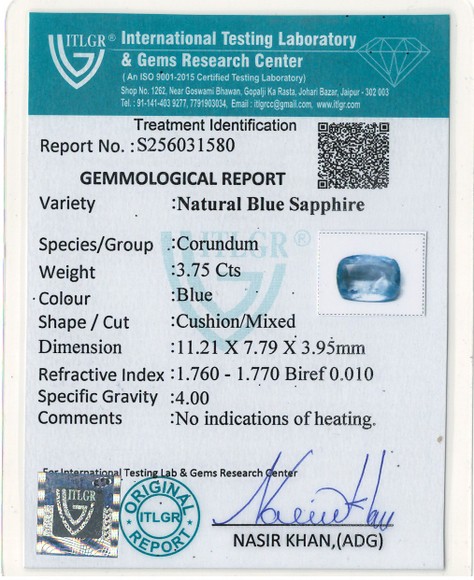 Blue Sapphire - 3.75 Carat